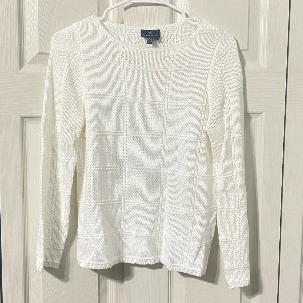 Marble women's knit pullover sweater size XS cream.  #176